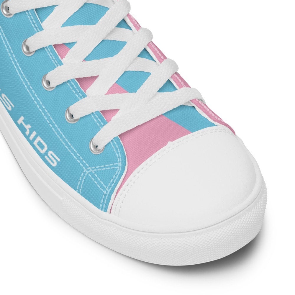 Angeles popular Couture 'Sugar Glass' LGBTQ Transgender Pride Women’s Pink Blue High Top Canvas Shoes